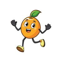 Cartoon orange character running happily with open arms vector