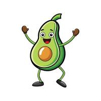 Cartoon avocado character with arms up in celebration pose vector