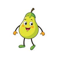 Happy pear character with arms and legs illustration vector