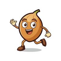 Cartoon lychee fruit character running and waving hello cheerfully vector