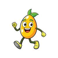 Cheerful mango character running isolated on a white background vector