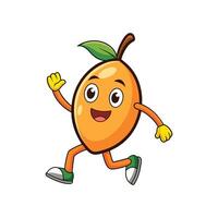 Happy cartoon apricot running on a white background image vector