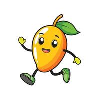 Cheerful Mango Character Running, Isolated on White Background vector