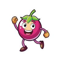 Excited cartoon berry character running with happy expression vector