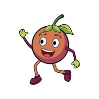 Happy cartoon fruit character waving while running image vector