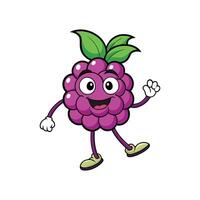 Cute cartoon raspberry character with happy face illustration vector
