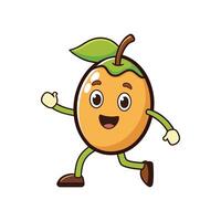 Cartoon mango character running happily with a big smile vector