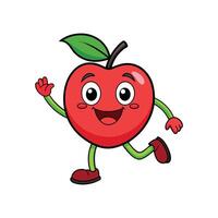 Cartoon Apple Character Waving with a Big Smiling Face vector