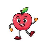 Cartoon apple character with a cheerful and lively expression vector