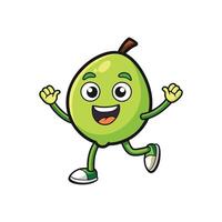 Happy lime cartoon character running with cheerful expression vector
