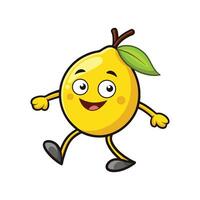 Cheerful lemon character walking with smile on white background vector