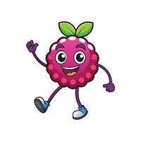 Cartoon raspberry character waving with a friendly smile vector