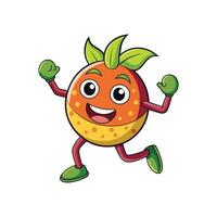 Cheerful fruit mascot character running with smiling face expression vector