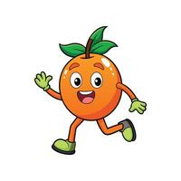 Cartoon orange character running with a big smile on vector