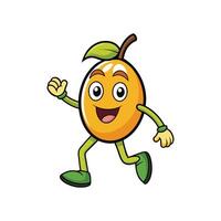 Cartoon Mango Character Mascot Running with Friendly Expression vector