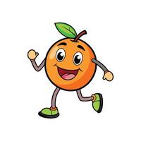 Happy orange cartoon character running and waving hello cheerfully vector