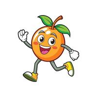 Cheerful orange character running happily on a white background vector