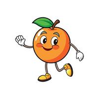 Whimsical illustration of an orange cartoon character running and waving hello, conveying happiness and energy in a playful graphic style. vector