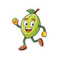 Cartoon mango character running happily isolated on a white background vector