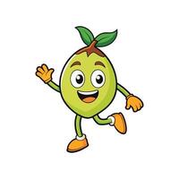 Cartoon Coconut Character Running with Smiling Expression Illustration vector