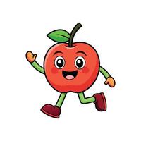 Cartoon running apple character with face and limbs illustration vector