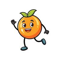 Smiling Orange Cartoon Character Waving Hello on White Background vector