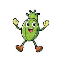 Excited happy guava character with raised arms, smiling wide vector