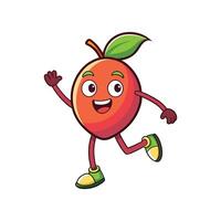 Cheerful mango character waving and running with a smile vector