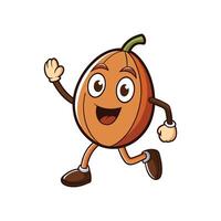 Joyful Cartoon Apricot Character Running and Waving Hello vector