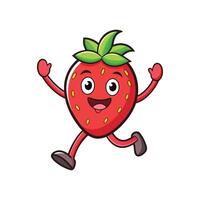 Cheerful Strawberry Cartoon Character Running on a White Background vector