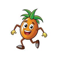 Happy cartoon pineapple character running on a white background vector