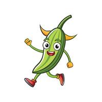 Cartoon Cucumber Character Running Isolated on White Background vector