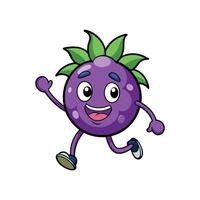 Happy berry fruit character running on a white background vector