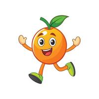 Cheerful cartoon orange character running with a big smile. Bright and colorful, ideal for kidsrelated visuals. Simple and playful style. vector