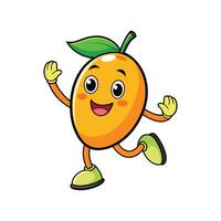 Cartoon Mango Mascot Character Running with Happy Expression vector