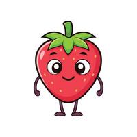 Cute Strawberry Cartoon Character with Smiling Face and Limbs vector