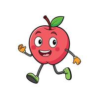 Happy Cartoon Apple Character Running Isolated on White Background vector