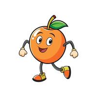 Cartoon orange character walking with a happy smile expression vector