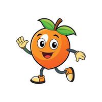 Cartoon orange character running and waving with happy expression vector
