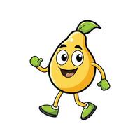 Cartoon pear character happily walking on a white background vector