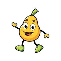 Cartoon Pear Character Cheerful and Playful Isolated on White vector