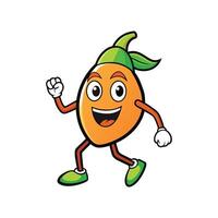Happy mango cartoon character running, energetic and cheerful vector