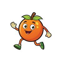 Cheerful orange cartoon character with waving hand and happy expression. Bold outlines and bright colors. Fun and positive design, isolated on white. vector