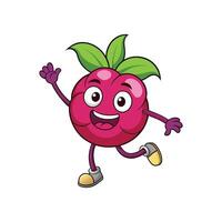 Happy beet cartoon character waving while running playfully vector