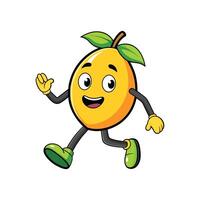 Happy running mango character illustration for kids books vector