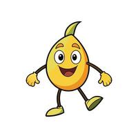 Happy cartoon lemon character walking against white background isolated vector