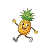 Animated pineapple character with arms and legs leaping forward vector