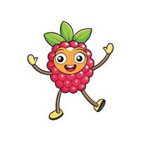 Joyful raspberry cartoon character with arms and legs vector