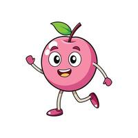 Cheerful cartoon apple character running on a white background vector