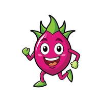 Animated Running Dragon Fruit Character on Isolated White Background vector